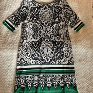 JADE GREEN, BLACK & WHITE DRESS